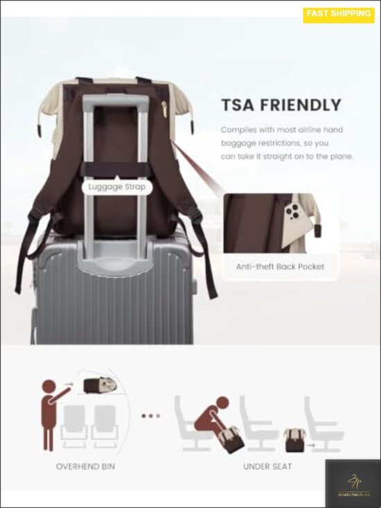 Laptop Backpack for Women with Tumbler Holder, USB Port, Waterproof main image 4